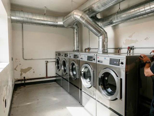 Kingston Dryer Vent Cleaning team performing large-scale commercial dryer vent cleaning in Kingston