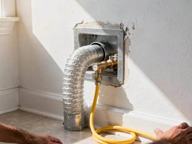 Kingston Dryer Vent Cleaning certified technician performing specialized gas dryer vent cleaning in Kingston